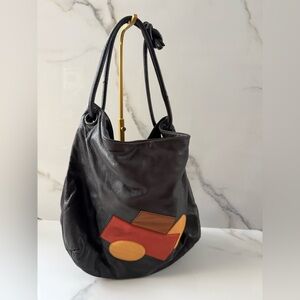 Loewe Black Leather Shoulder Tote Bag